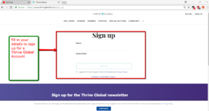 requirements for Thrive Global Sign-Up